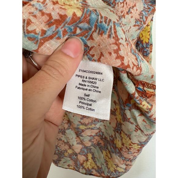 Veronica Beard Antonette Fall Floral Print V Neck Light Weight Cotton Blouse 6 - Picture 5 of 6